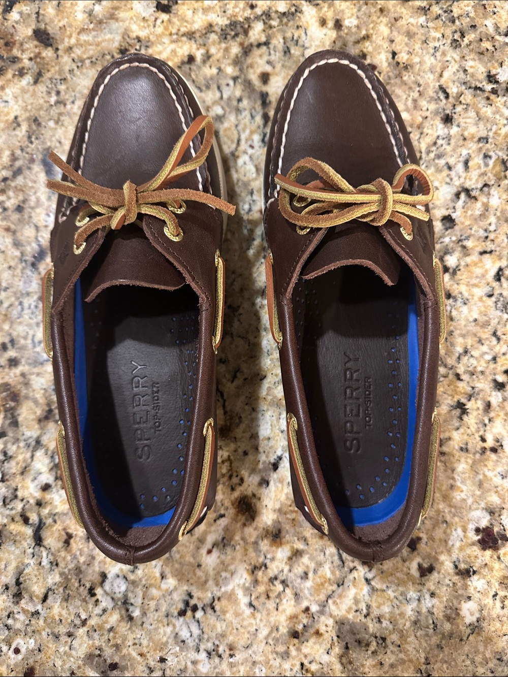 Sperry Chocolate Brown Leather Boat Shoes with Tan Laces
